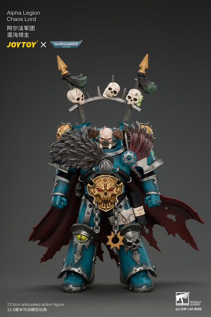 Alpha Legion Chaos Lord with Plasma Pistol and Accursed Weapon - Warhammer 40K 1/18 Action Figure By JOYTOY