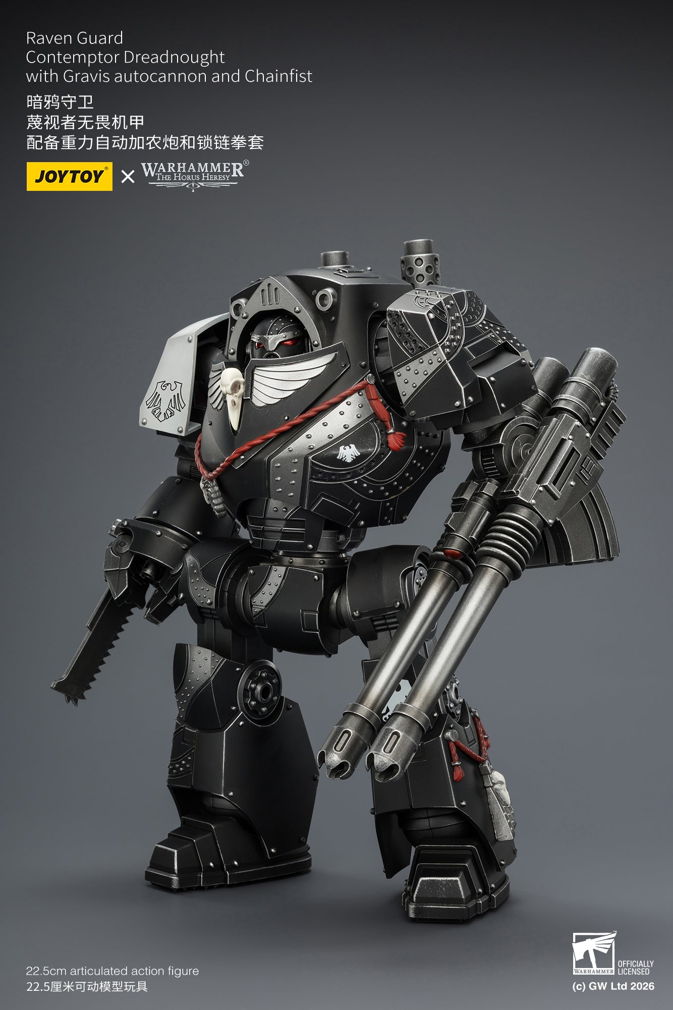 Raven Guard  Contemptor Dreadnought with Gravis autocannon and Chainfist - Warhammer "The Horus Heresy" 1/18 Action Figure By JOYTOY