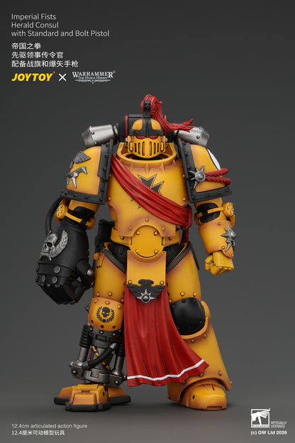 Imperial Fists Herald Consul with Standard and Bolt Pistol - Warhammer "The Horus Heresy" 1/18 Action Figure By JOYTOY
