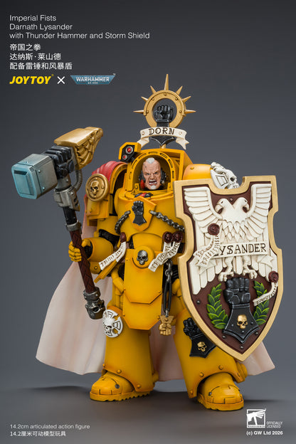 Imperial Fists Darnath Lysander with Thunder Hammer and Storm Shield - Warhammer 40k 1/18 Action Figure By JOYTOY