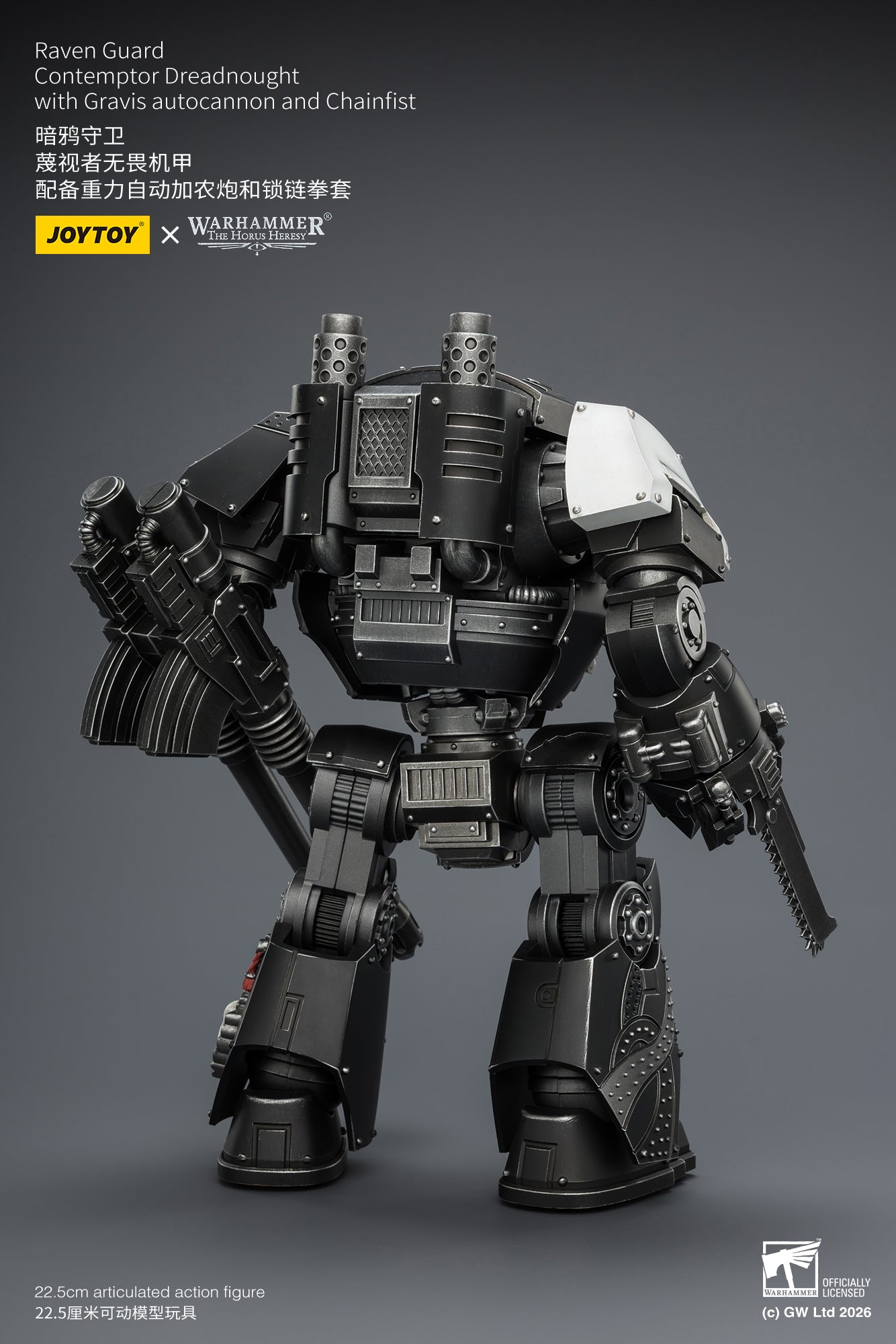 Raven Guard  Contemptor Dreadnought with Gravis autocannon and Chainfist - Warhammer "The Horus Heresy" 1/18 Action Figure By JOYTOY
