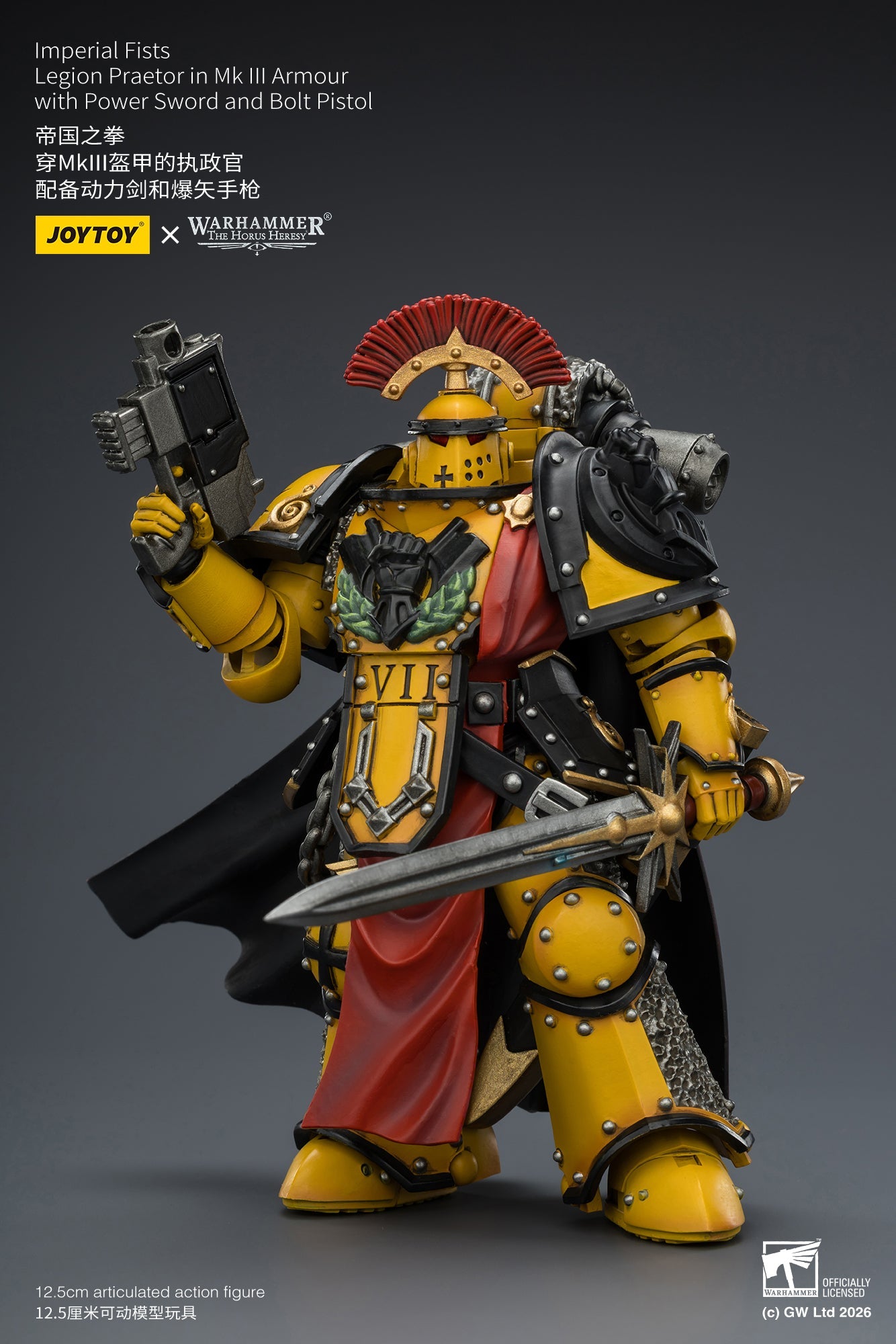Imperial Fists Lord Castellan Evander Garrius & Legion Praetor in Mk III Armour - "The Horus Heresy" Primarch-Warhammer 40k 1/18 Action Figure By JOYTOY