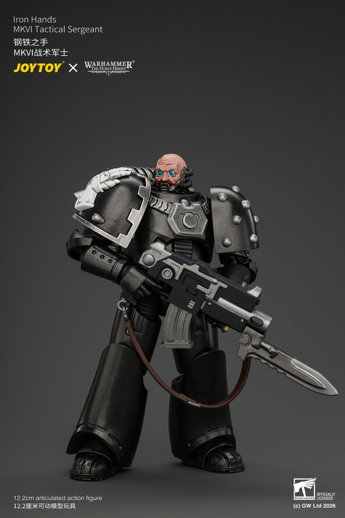 Iron Hands MkVI Tactical Sergeant with Bolter, Plasma Pistol & Power sword - "The Horus Heresy" Warhammer 1/18 Action Figure By JOYTOY