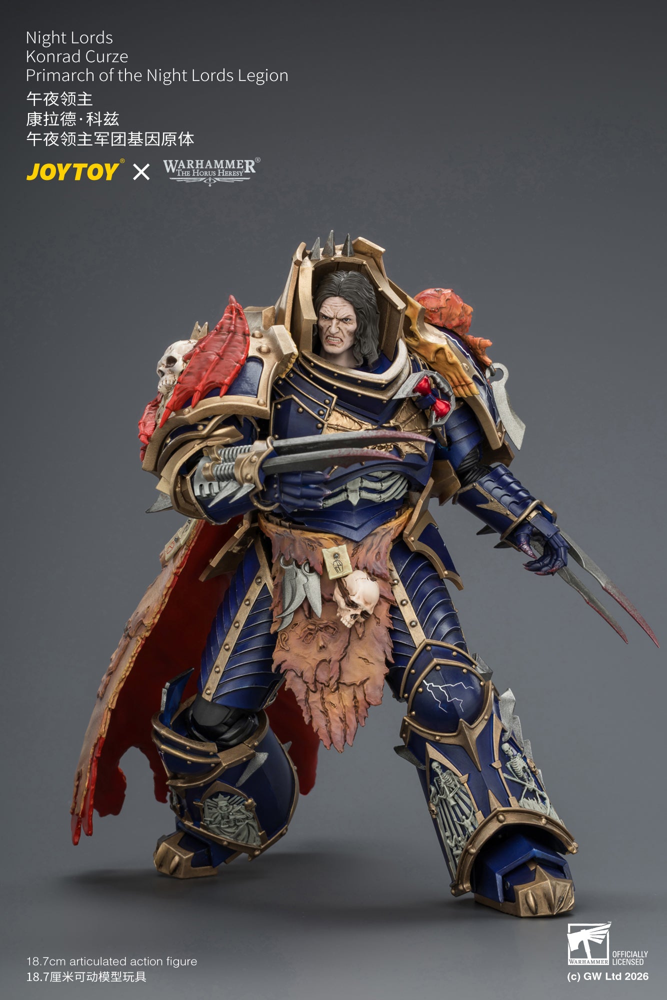 Night Lords Konrad Curze Primarch of the Night Lords Legion - "The Horus Heresy" Warhammer 30k 1/18 Action Figure By JOYTOY