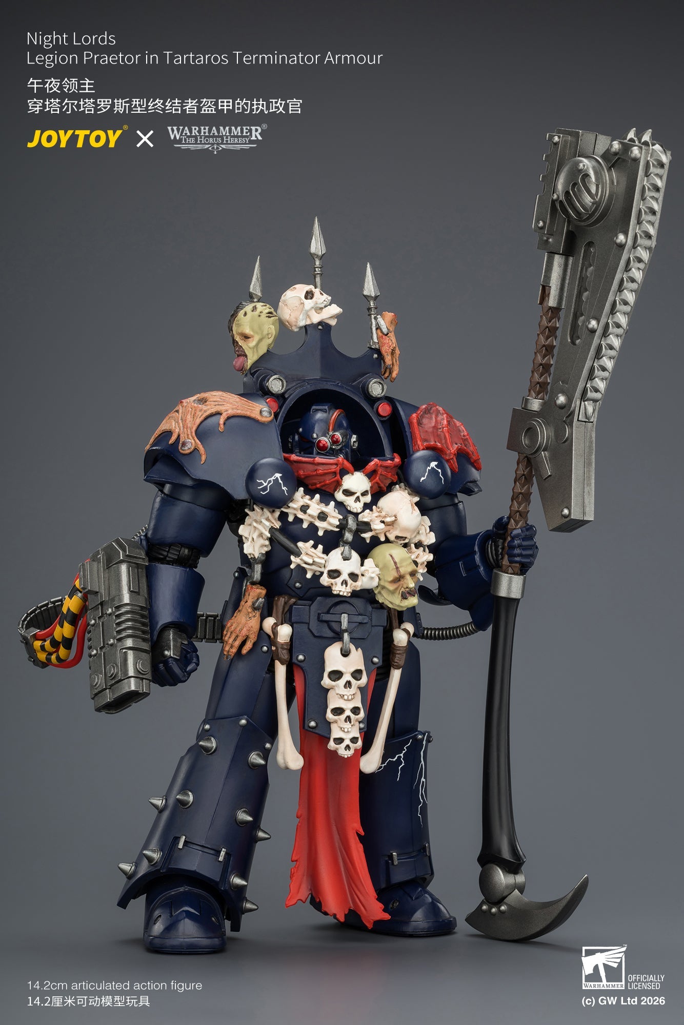 Night Lords Legion Praetor in Tartaros Terminator Armour - "The Horus Heresy" Primarch-Warhammer 40k 1/18 Action Figure By JOYTOY