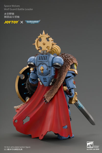 Space Wolves Wolf Guard Battle Leader with Master-crafted Power Weapon, Storm Shield, Thunder Hammer,Master-crafted Heavy Bolt Pistol, and Plasma Pistol - Warhammer 40k 1/18 Action Figure By JOYTOY