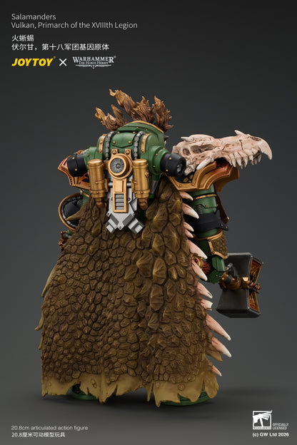 Salamanders Vulkan, Primarch of the XVlllth Legion with Dawnbringer, The Furnace's Heart and Dragon's Breath Gauntlet - Warhammer 30k 1/18 Action Figure By JOYTOY