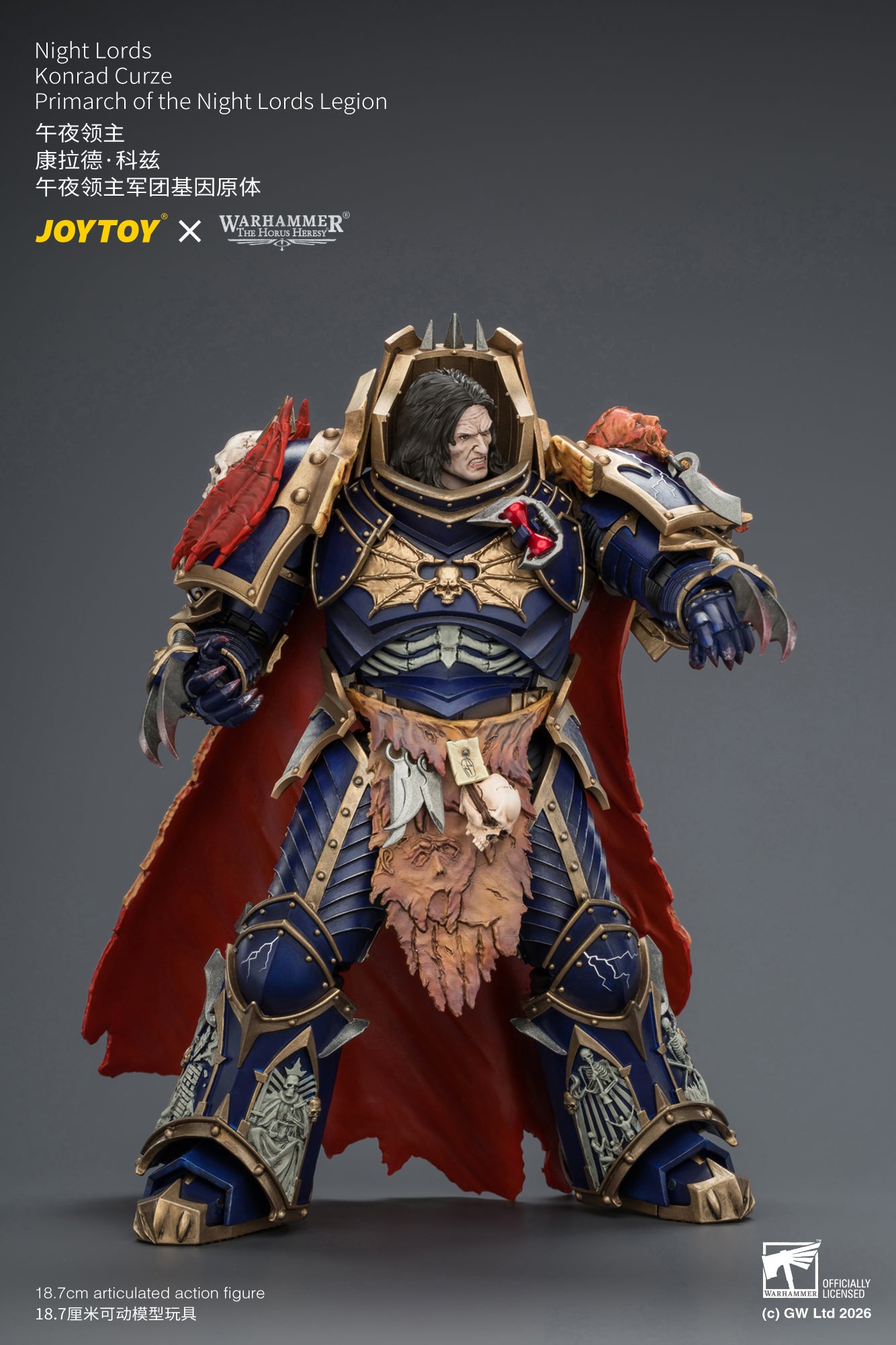 Night Lords Konrad Curze Primarch of the Night Lords Legion - "The Horus Heresy" Warhammer 30k 1/18 Action Figure By JOYTOY