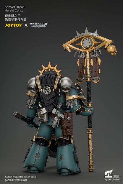 Sons of Horus Herald Consul with Icon of Allegiance, Bolt Pistol and Power Weapon - "The Horus Heresy" Warhammer 1/18 Action Figure By JOYTOY