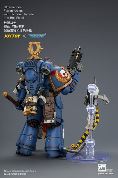 Ultramarines Ferren Areios with Thunder Hammer and Bolt Pistol - Warhammer 40k 1/18 Action Figure By JOYTOY