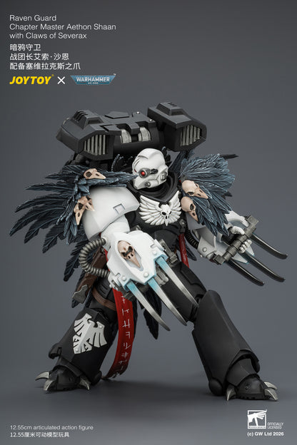 Raven Guard Chapter Master Aethon Shaan with Claws of Severax and Heavy Bolt Pistol - Warhammer 40k 1/18 Action Figure By JOYTOY