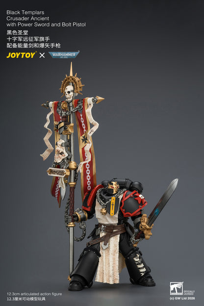 Black Templars Crusader Ancient with Power Sword and Bolt Pistol - Warhammer 40K 1/18 Action Figure By JOYTOY