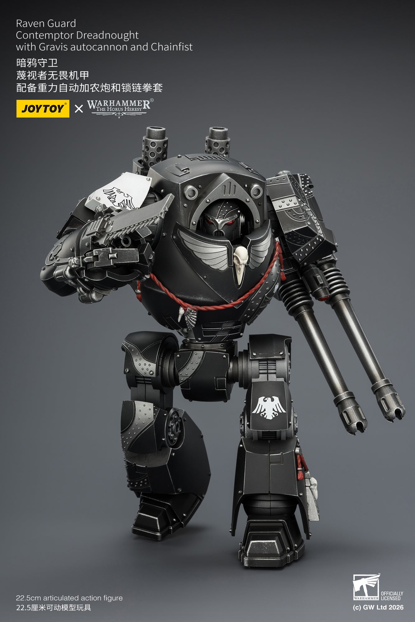 Raven Guard  Contemptor Dreadnought with Gravis autocannon and Chainfist - Warhammer "The Horus Heresy" 1/18 Action Figure By JOYTOY