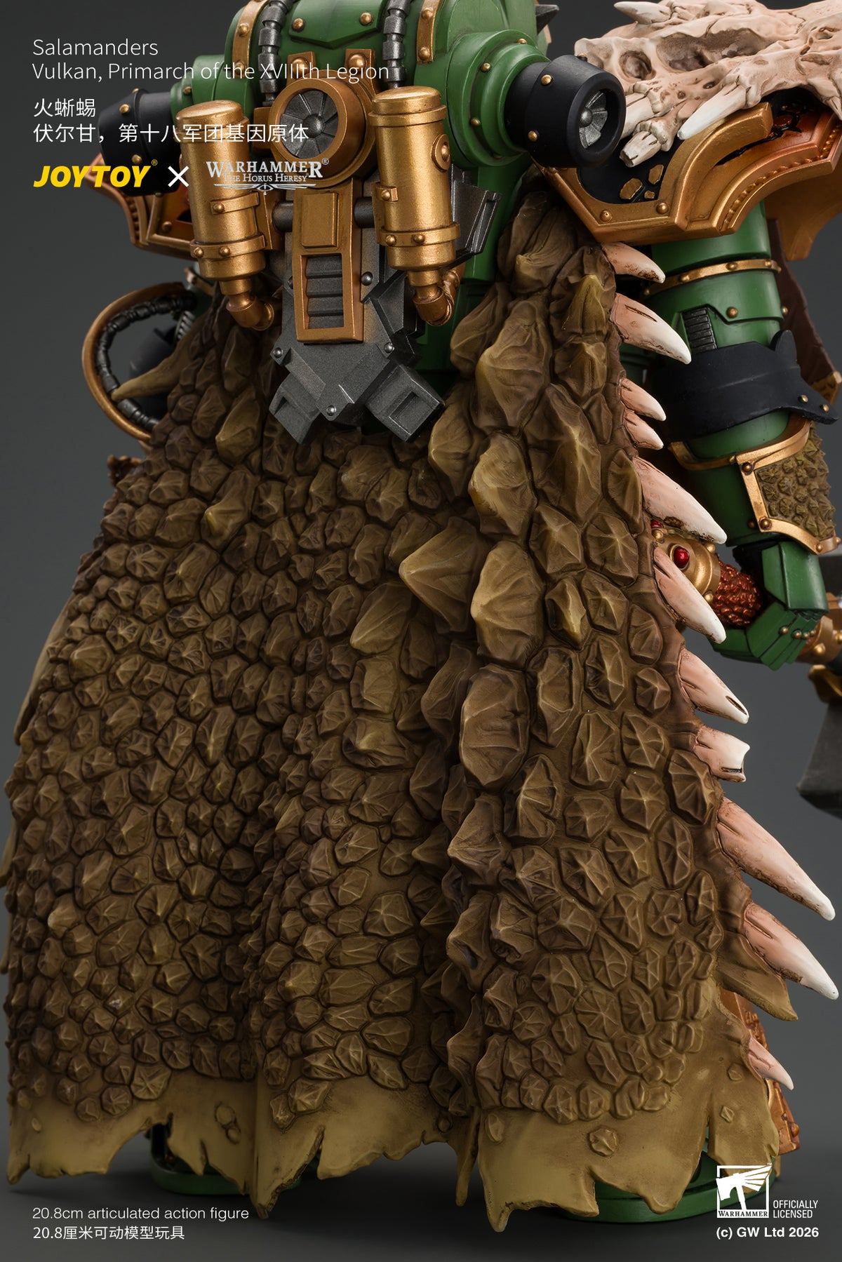 Salamanders Vulkan, Primarch of the XVlllth Legion with Dawnbringer, The Furnace's Heart and Dragon's Breath Gauntlet - Warhammer 30k 1/18 Action Figure By JOYTOY