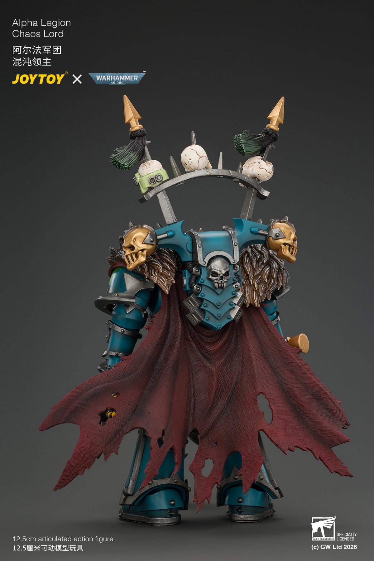 Alpha Legion Chaos Lord with Plasma Pistol and Accursed Weapon - Warhammer 40K 1/18 Action Figure By JOYTOY