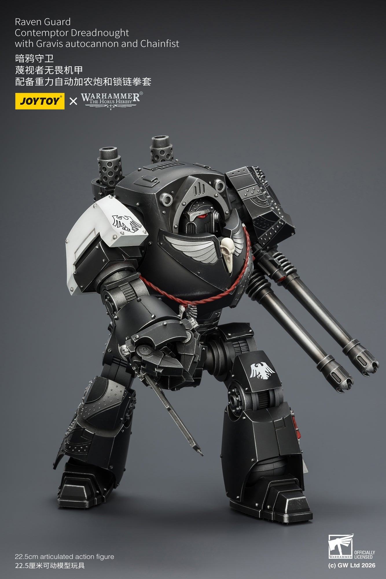 Raven Guard  Contemptor Dreadnought with Gravis autocannon and Chainfist - Warhammer "The Horus Heresy" 1/18 Action Figure By JOYTOY