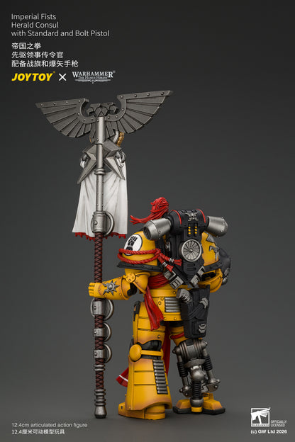 Imperial Fists Herald Consul with Standard and Bolt Pistol - Warhammer "The Horus Heresy" 1/18 Action Figure By JOYTOY