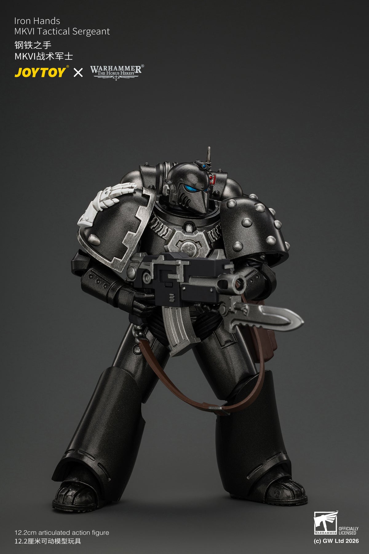 Iron Hands MkVI Tactical Sergeant with Bolter, Plasma Pistol & Power sword - "The Horus Heresy" Warhammer 1/18 Action Figure By JOYTOY