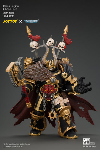 Black Legion Chaos Lord with Power Fist, Plasma Pistol and Astartes Chainblade - Warhammer 40K 1/18 Action Figure By JOYTOY