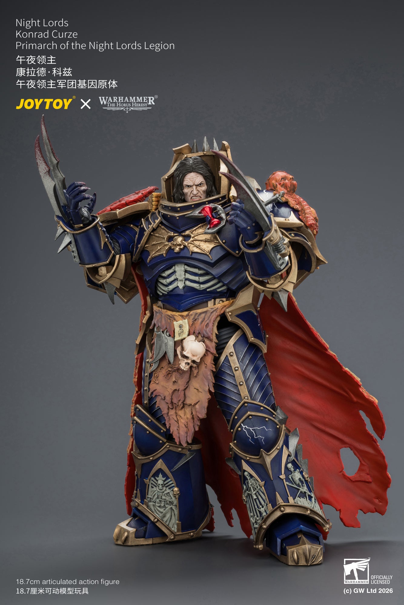 Night Lords Konrad Curze Primarch of the Night Lords Legion - "The Horus Heresy" Warhammer 30k 1/18 Action Figure By JOYTOY