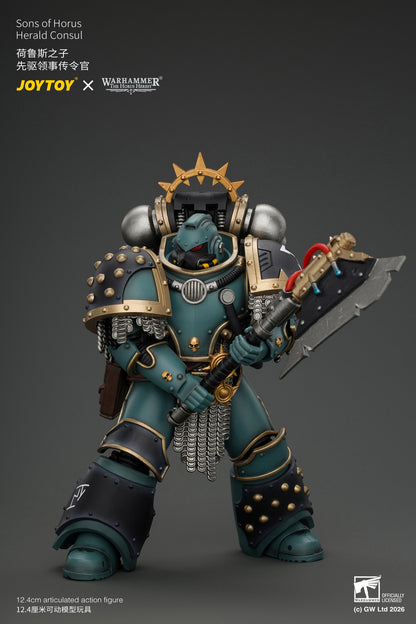 Sons of Horus Herald Consul with Icon of Allegiance, Bolt Pistol and Power Weapon - "The Horus Heresy" Warhammer 1/18 Action Figure By JOYTOY