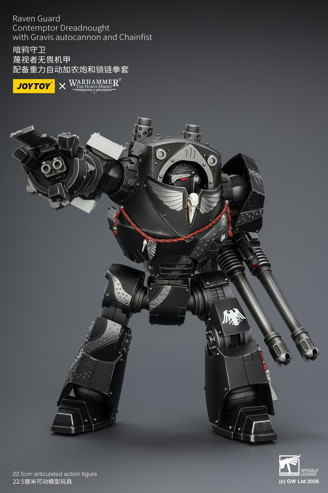 Raven Guard  Contemptor Dreadnought with Gravis autocannon and Chainfist - Warhammer "The Horus Heresy" 1/18 Action Figure By JOYTOY
