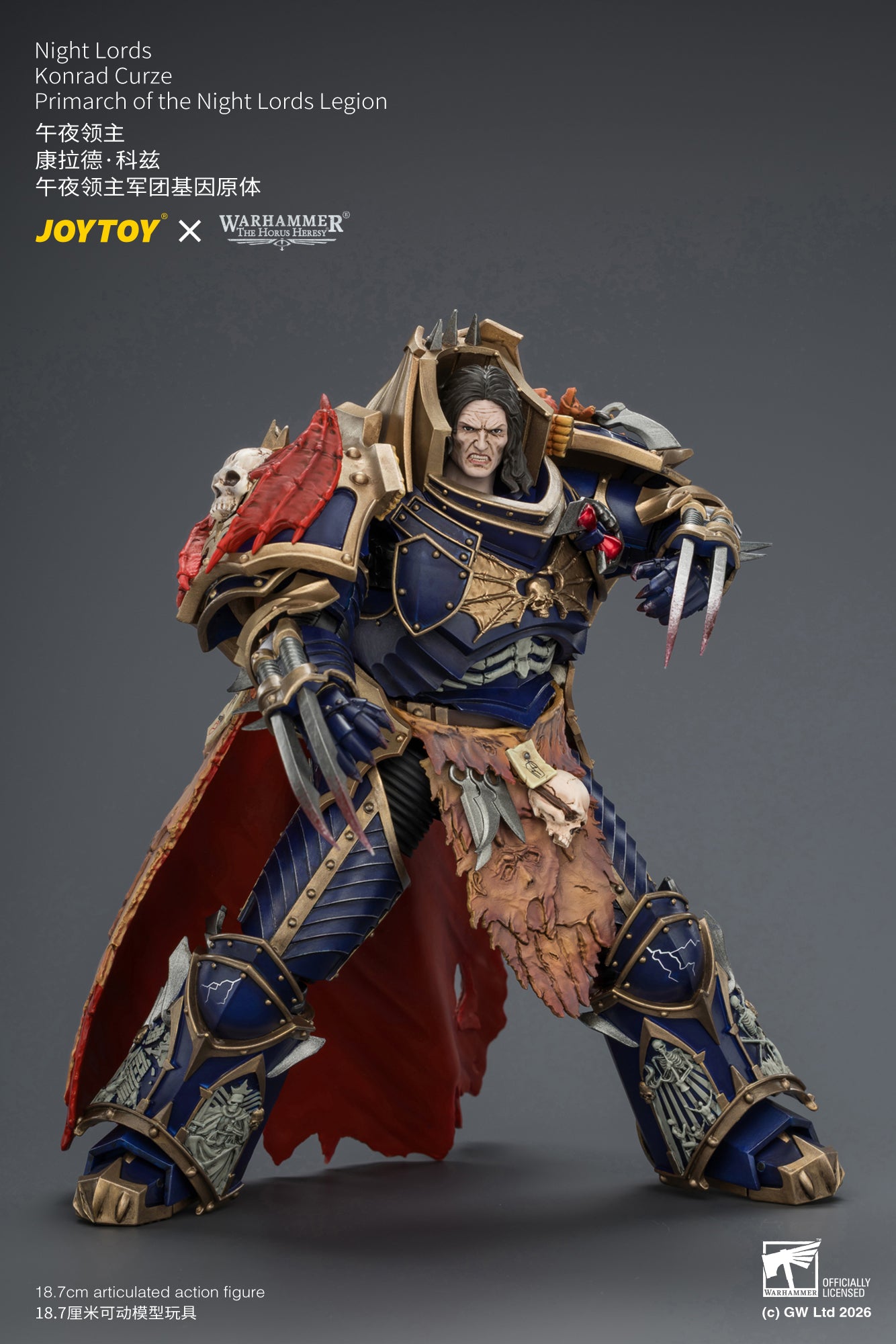 Night Lords Konrad Curze Primarch of the Night Lords Legion - "The Horus Heresy" Warhammer 30k 1/18 Action Figure By JOYTOY