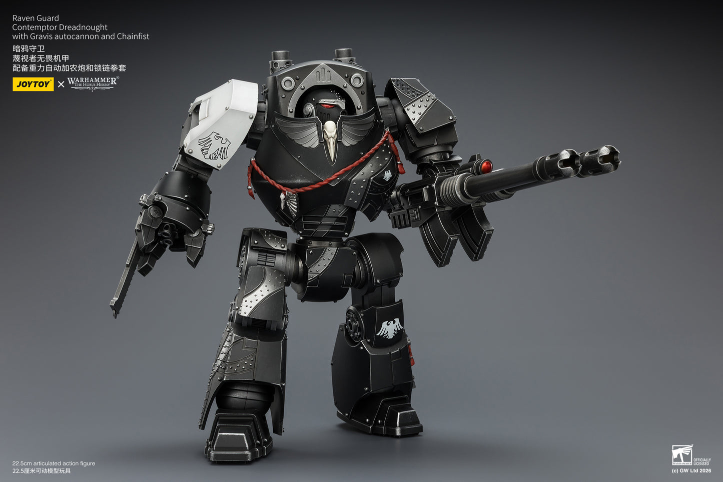 Raven Guard  Contemptor Dreadnought with Gravis autocannon and Chainfist - Warhammer "The Horus Heresy" 1/18 Action Figure By JOYTOY