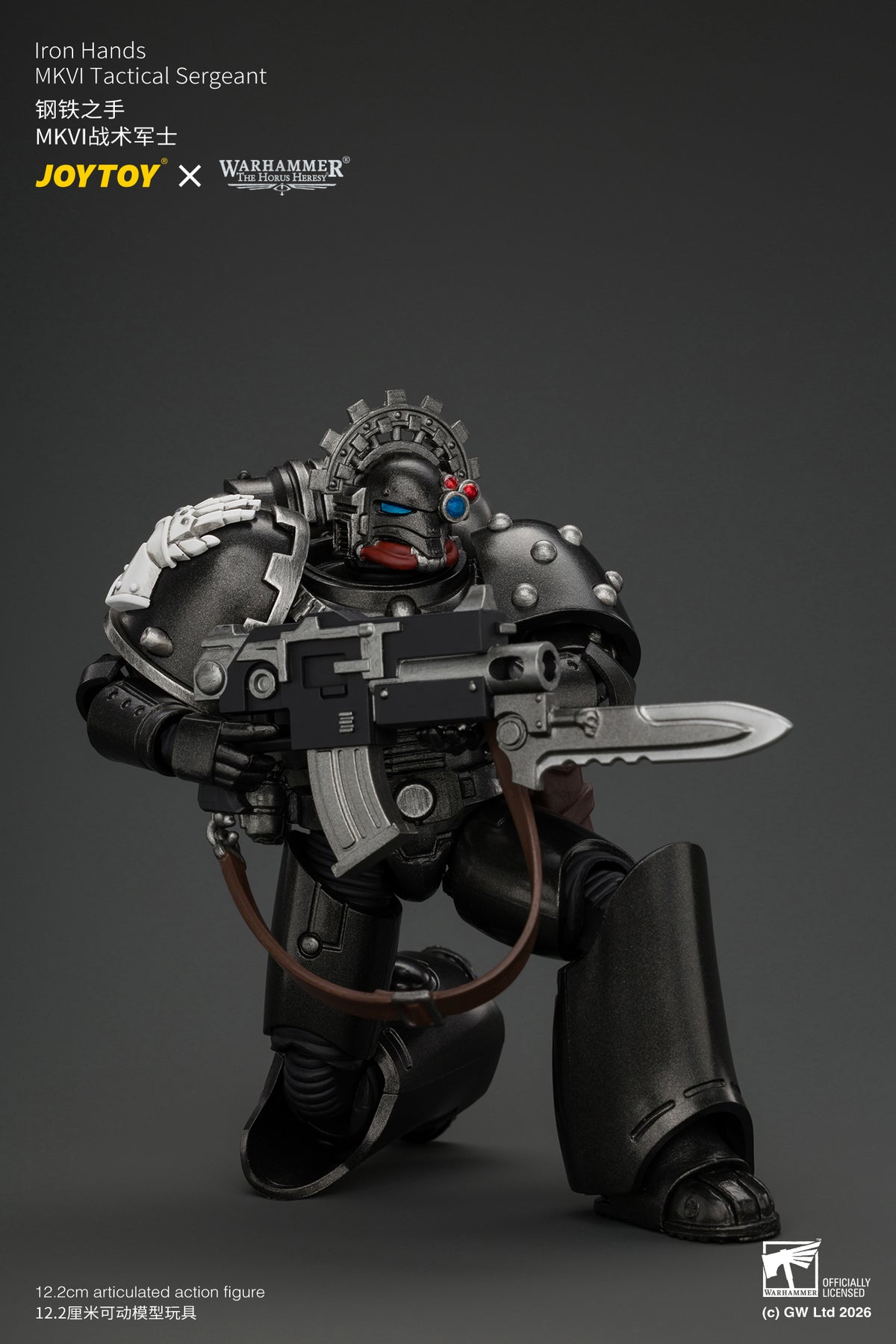 Iron Hands MkVI Tactical Sergeant with Bolter, Plasma Pistol & Power sword - "The Horus Heresy" Warhammer 1/18 Action Figure By JOYTOY
