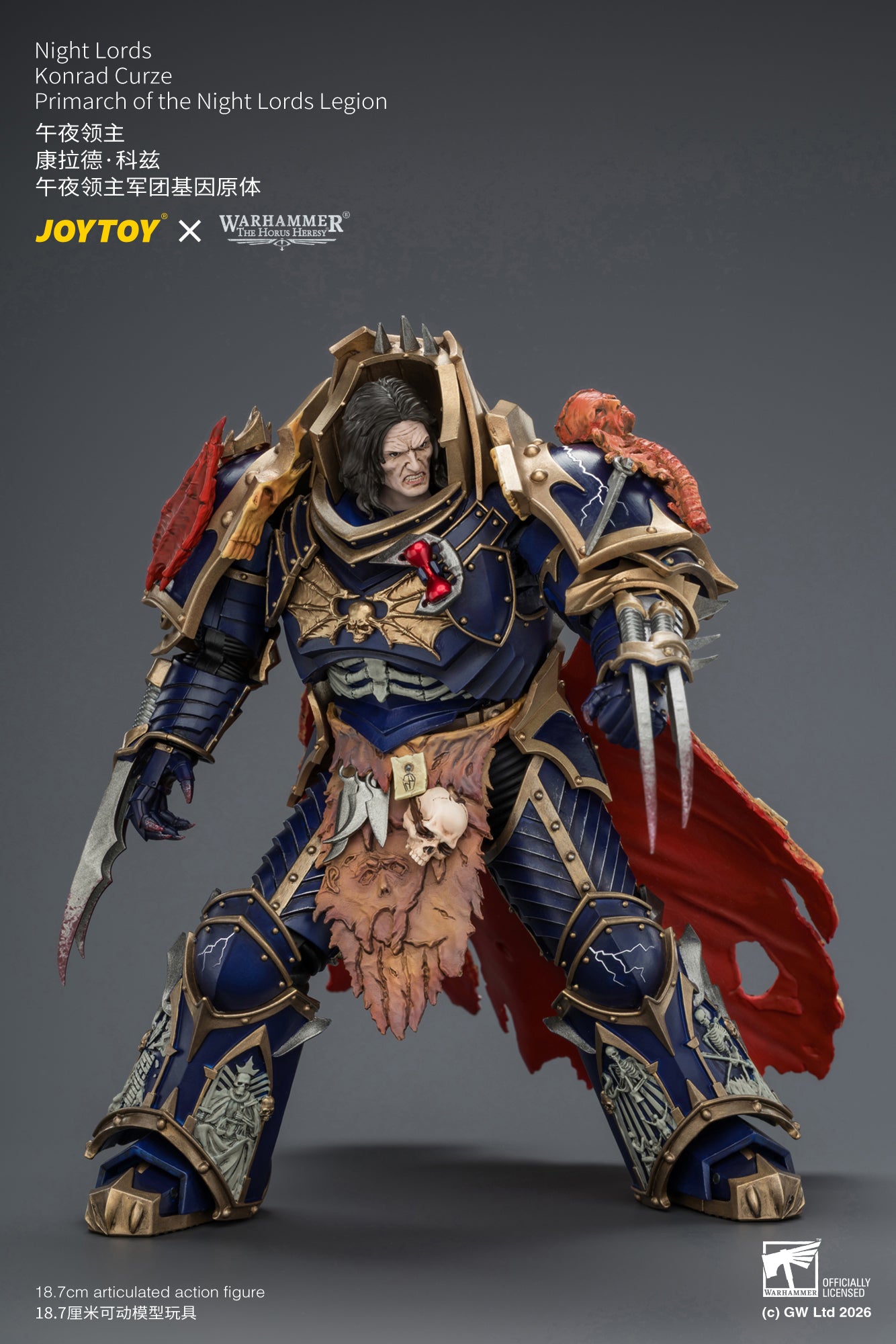 Night Lords Konrad Curze Primarch of the Night Lords Legion - "The Horus Heresy" Warhammer 30k 1/18 Action Figure By JOYTOY