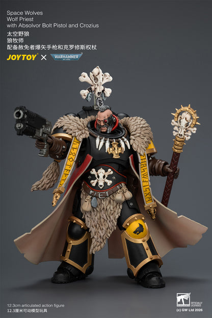 Space Wolves Wolf Priest with Absolvor Bolt Pistol and Crozius - Warhammer 40k 1/18 Action Figure By JOYTOY