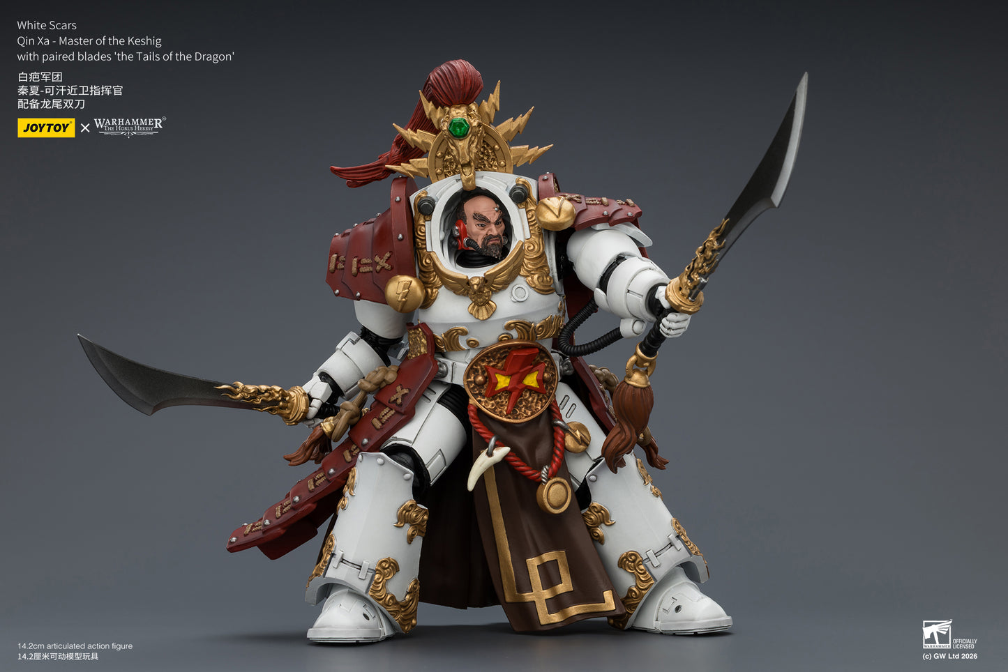 White Scars Qin Xa & Hibou Khan &Contemptor Dreadnought-Warhammer 40k 1/18 Action Figure By JOYTOY