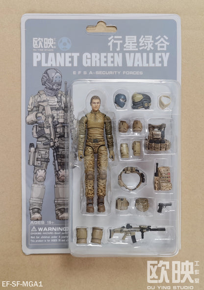 EFSA - Security Forces Blue Wing Group Male Military Figures - 1/18 Action Figure By Planet Green Valley