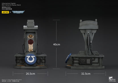 Ultramarines Captain MkX Helmet & Display Stand- Warhammer 40k 1/1 Action Figure By JOYTOY
