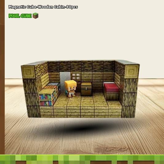 PIXEL CUBE Magnetic-[Wooden Cabin]-80pcs+3dolls
