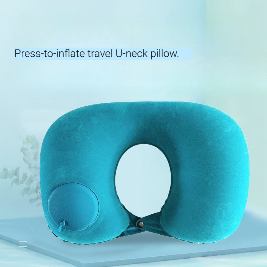Travel U-shaped Pillow - Inflatable Press-Flocked fabric