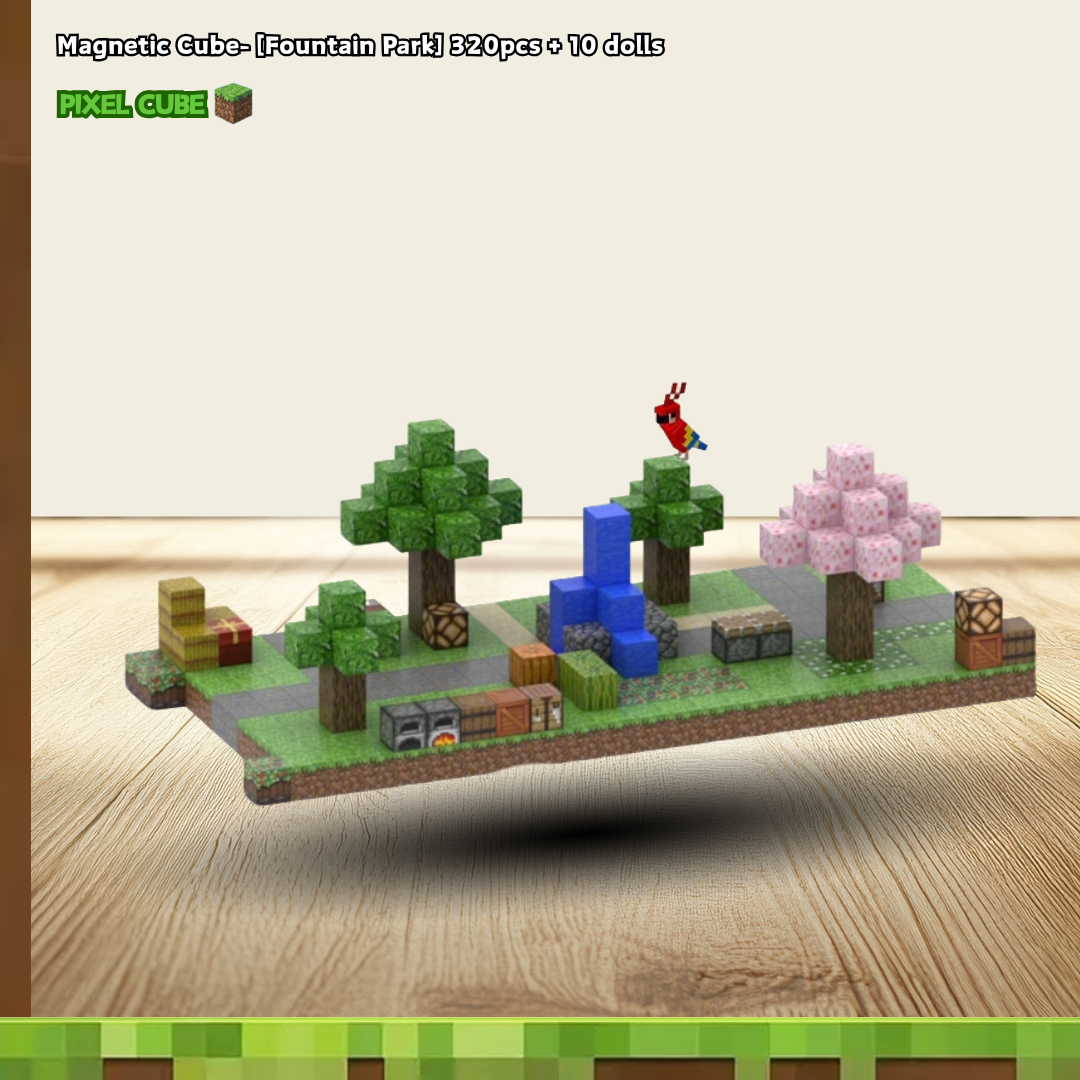 PIXEL CUBE Magnetic- [Fountain Park] 320pcs + 10 dolls