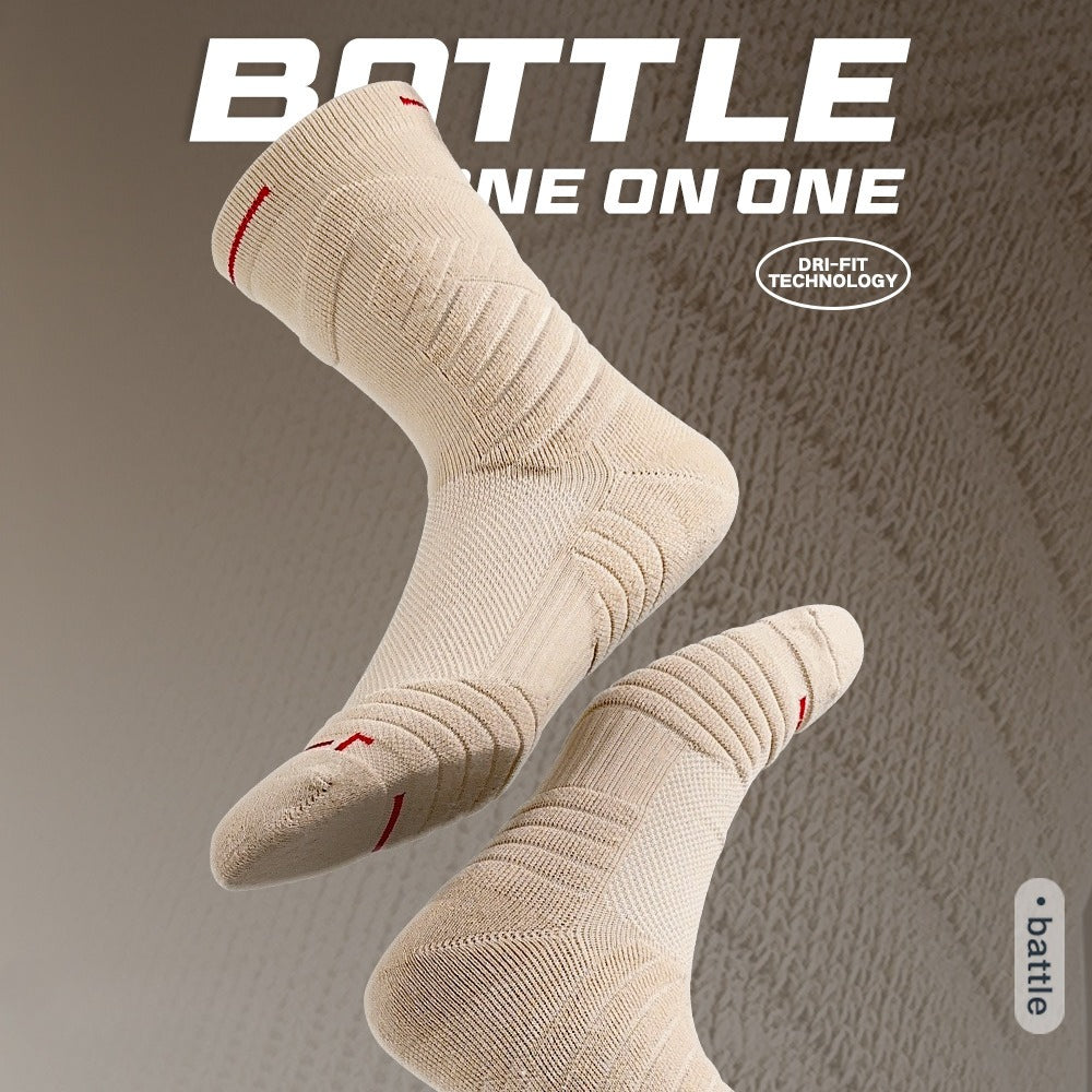 5 Pairs Pack-Men's Sweat Towel Bottom Sports Stockings.