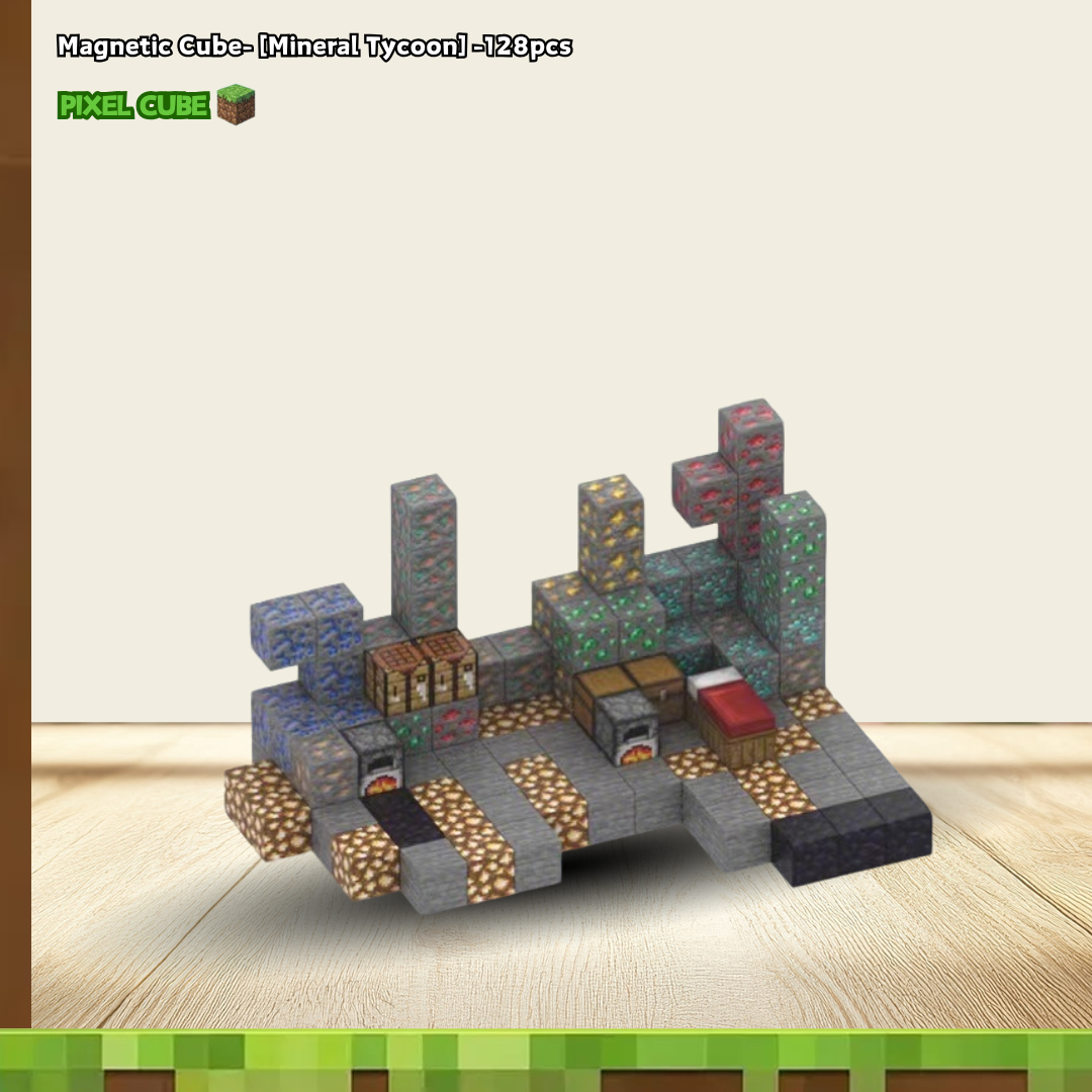 PIXEL CUBE Magnetic- [Mineral Tycoon] -128pcs+6 dolls