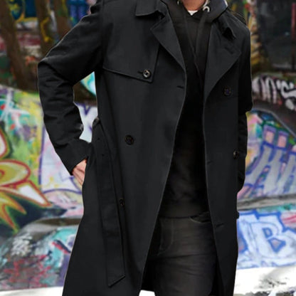 Double Breasted  Black Coat -Black