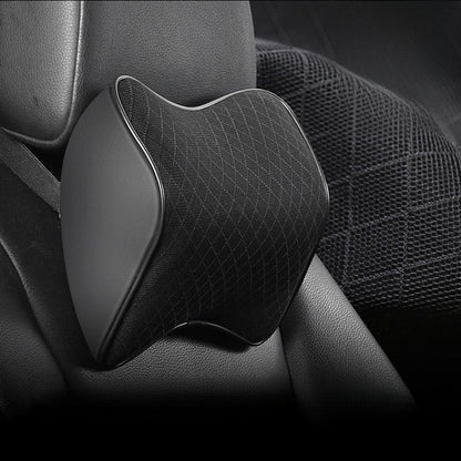 Car Headrest & Waist Pillow (Leather / Mesh)