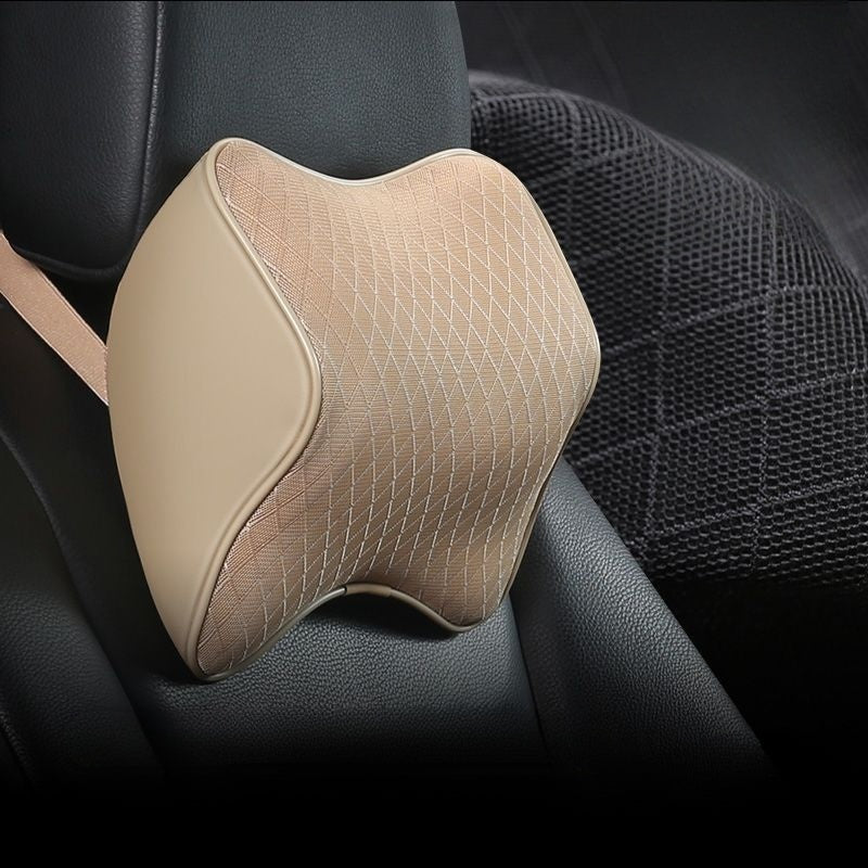 Car Headrest & Waist Pillow (Leather / Mesh)
