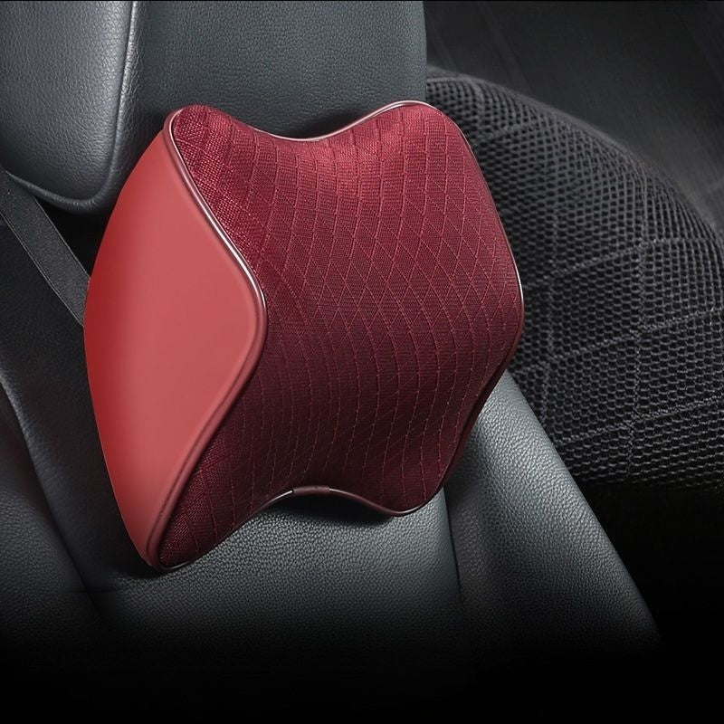 Car Headrest & Waist Pillow (Leather / Mesh)