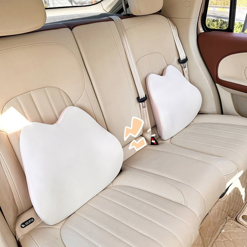 Ice Silk Car Headrest / Waist Set - Cartoon