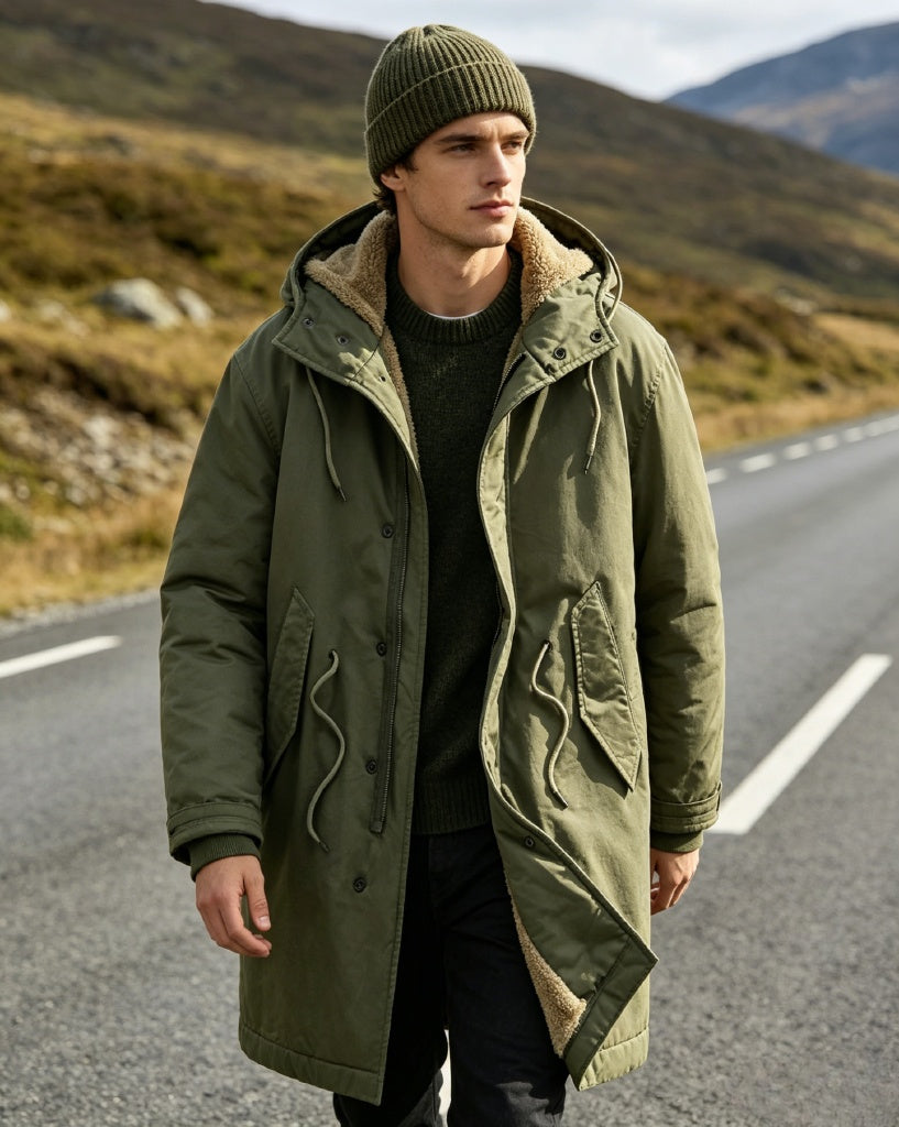 Sherpa Lined Parka -Army Green